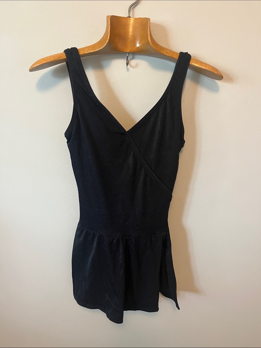 Vintage Speedo Black V-Neck One-piece Swim Dress